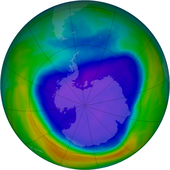 Antarctic ozone map for 23 September 2008